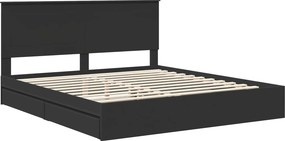 vidaXL Κρεβάτι Αποθήκης Μαύρο 200 x 200 cm Επεξεργασμένο ξύλο