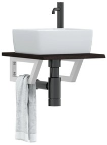 Ράφι Νιπτήρα Τοίχου από Ατσάλι / Μασίφ Ξύλο Δρυός