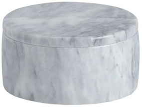 Διακοσμητικό Δοχείο Με Καπάκι AH-AX24145 Φ12,5x6cm Marble White Andrea House Μάρμαρο