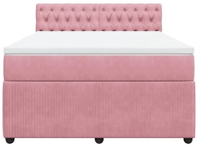 vidaXL Κρεβάτι Boxspring με Στρώμα Ροζ 160x200 εκ. Βελούδινο