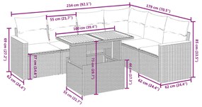 vidaXL Καναπές Σετ 7 Τεμαχίων Μαύρο Συνθετικό Ρατάν με Μαξιλάρια