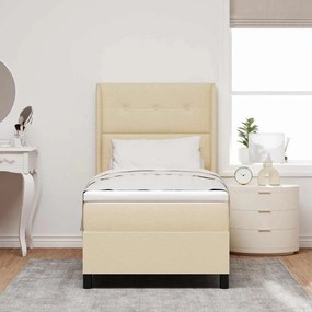 vidaXL Κρεβάτι με ελατήρια με στρώμα Κρεμ 200 x 100 cm ύφασμα
