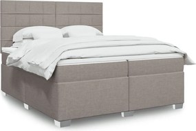 vidaXL Κρεβάτι Boxspring με Στρώμα Taupe 200x200 εκ. Υφασμάτινο