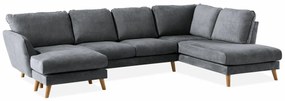 Γωνιακός Καναπές Scandinavian Choice P121, Δρυς, Σκούρο γκρι, 327x200x80cm, 130 kg, Πόδια: Ξύλο | Epipla1.gr