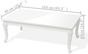 vidaXL Τραπεζάκι Σαλονιού Γυαλιστερό Λευκό 115 x 65 x 42 εκ.