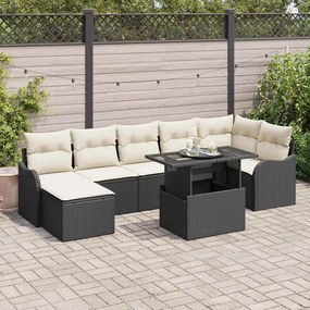 vidaXL Σετ Καναπέ Κήπου με μαξιλάρι 8 pcs Μαύρο Πολυ ράταν