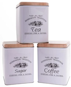 Δοχείο Σετ 3τμχ Coffee-Sugar-Tea Μεταλλικά 10,5x14,5εκ. iliadis 84440