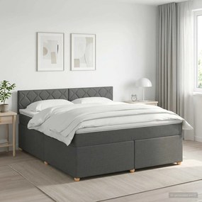 vidaXL Κρεβάτι box spring με στρώμα Σκούρο Γκρι 140 x 200 cm Ύφασμα