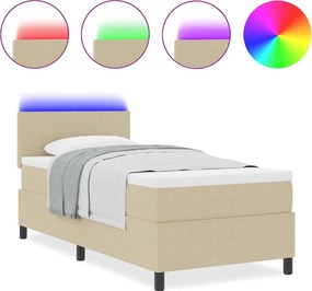 vidaXL LED Κρεβάτι με βάθρο Ανοιχτό Γκρι και Λευκό 100 x 200 cm