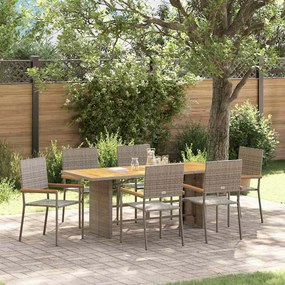 vidaXL Σέτ φαγητού για κήπο 7 pcs Γκρι 190 x 80 x 75 εκ.