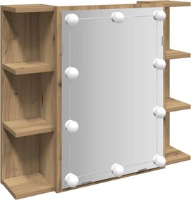 vidaXL Ντουλάπι καθρέφτη με LED Artisan Oak 70x16,5x60 cm