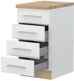 Επιδαπέδιο ντουλάπι Hudson R-45-4MBOX-Λευκό - Λευκό γυαλιστερό - 45.00Χ60.00Χ88.00cm