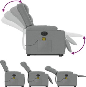 vidaXL Πολυθρόνα Μασάζ Ηλεκ. Ανακλινόμενη Ανύψωση Αν. Γκρι Υφασμάτινη