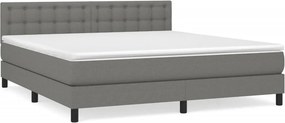 vidaXL Κρεβάτι Boxspring με Στρώμα Σκούρο Γκρι 180x200 εκ Υφασμάτιν