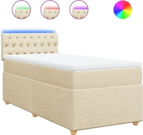vidaXL Κρεβάτι Boxspring με Στρώμα Κρεμ 90x200 εκ.Υφασμάτινο