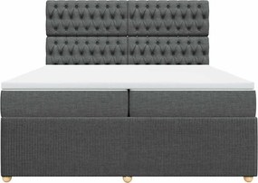 vidaXL Κρεβάτι Boxspring με Στρώμα Σκούρο Γκρι 200x200 εκ. Υφασμάτινο