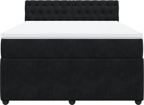 vidaXL Κρεβάτι Boxspring με Στρώμα Μαύρο 140x200 εκ. Βελούδινο