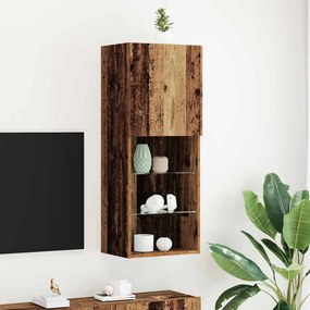 vidaXL Κονσόλα Τηλεόρασης με LED Φώτα Παλιού Ξύλου 40,5x30x102 εκ