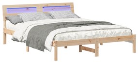 vidaXL Σκελετός Κρεβατιού Καφέ 140 x 200 cm Συμπαγές ξύλο πεύκου