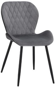 Καρέκλα ADALYN C8729.01 με PU Μαύρο kai Βελούδο Γκρί 51x58x82Υ εκ. 2αδα 51x58x82 εκ.