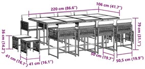 vidaXL Τραπεζαρία Κήπου 13 Τεμαχίων Γκρι Συνθετικό Ρατάν με Μαξιλάρια