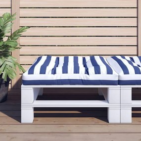 vidaXL Μαξιλάρι Παλέτας Μπλε &amp; Λευκό Ριγέ 70 x 70 x 12 εκ. Υφασμάτινο