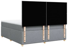 Κρεβάτι Boxspring με Στρώμα Ανοιχτό Γκρι 200x200 εκ. Υφασμάτινο - Γκρι