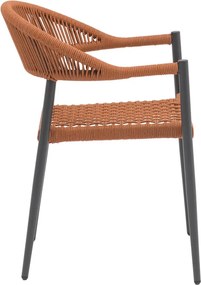 Πολυθρόνα Freiburg pakoworld αλουμίνιο μαύρο-σχοινί φυσικό-κεραμιδί