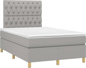vidaXL Κρεβάτι Boxspring με Στρώμα &amp; LED Αν.Γκρι 120x200 εκ Υφασμάτινο