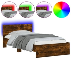 Πλαίσιο Κρεβατιού με Κεφαλάρι/LED Καπν. Δρυς 100x200 εκ. - Καφέ