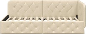 vidaXL Κρεβάτι Γωνίας Κρεμ 90 x 200 cm ύφασμα