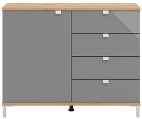 Κομότα Marbella 2K4F Γκρί Γραφίτης - Artisan Oak - Γκρί Βαμμένο Γυαλί 115.5x40x92 εκ. 115.5x40x92 εκ.