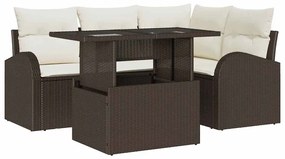 vidaXL Σετ Καναπέ Κήπου με μαξιλάρι 5 pcs Καφέ Πολυ ράταν