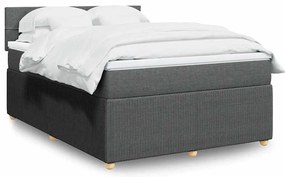 vidaXL Κρεβάτι Boxspring με Στρώμα Σκούρο Γκρι 160x200 εκ Υφασμάτινο