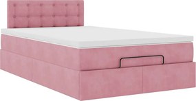 vidaXL Οθωμανικό κρεβάτι με στρώμα ροζ 120x200cm Velvet