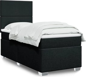 vidaXL Κρεβάτι Boxspring με Στρώμα Μαύρο 80 x 200 εκ. Υφασμάτινο