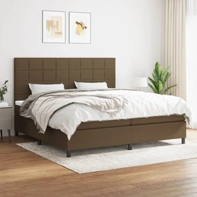 vidaXL Κρεβάτι Boxspring με Στρώμα Σκούρο Καφέ 200x200 εκ. Υφασμάτινο