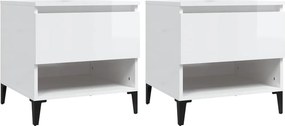 vidaXL Βοηθητικά Τραπέζια 2 τεμ. Γυαλ.Λευκό 50x46x50 εκ. Επεξ. Ξύλο