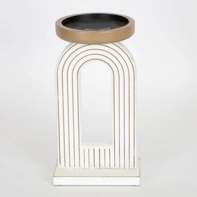 Κηροπήγιο Ξύλινο 752-23012 14x12,50x26cm White-Gold Estheti Home Μέταλλο,Ξύλο