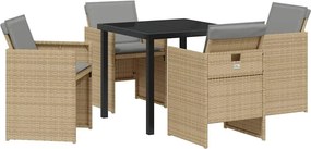 vidaXL Σέτ φαγητού για κήπο 5 pcs Μπεζ συνθετικό ρατάν