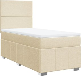 vidaXL Κρεβάτι Boxspring με Στρώμα Κρεμ 100 x 200 εκ. Υφασμάτινο
