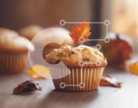 Σετ των 2 Intra Συλλεκτικό Ξύλινο Παζλ Plywood 4mm - Muffin on a Leaf εμπνευσμένο από το φθινόπωρο Σε Ξύλινο Κουτί - Διαστάσεις: 10x10 cm – 25 κομμάτια