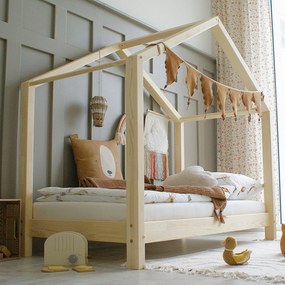 Κρεβάτι Παιδικό Montessori House Bed σε Φυσικό  Ξύλο  90×200cm  Luletto (Δώρο 10% έκπτωση στο Στρώμα)