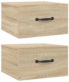 vidaXL Κομοδίνα Επιτοίχια 2 τεμ. Sonoma Δρυς 35 x 35 x 20 εκ.