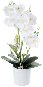 Τεχνητό Φυτό Σε Κασπώ Orchid 21076 Φ23x45cm White GloboStar Πολυαιθυλένιο