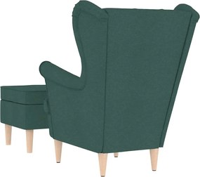 vidaXL Μπερζέρα Σκούρο Πράσινο Υφασμάτινη με Υποπόδιο