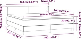 vidaXL Κρεβάτι Boxspring με Στρώμα Μπλε 160x200 εκ. Υφασμάτινο