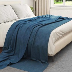 vidaXL Κουβέρτα Σκούρο μπλε 240 x 220 cm Μαλλί