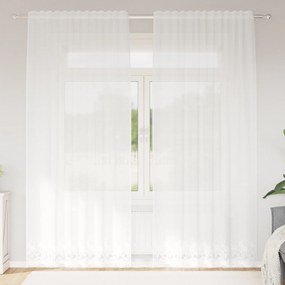 vidaXL Κουρτίνα Δαντέλας με κουρτίνες Λευκό 150 x 245 εκ. Πολυεστέρας