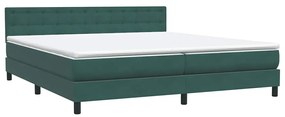 vidaXL Κρεβάτι Boxspring με Στρώμα Σκούρο Πράσινο 180x210εκ. Βελούδινο